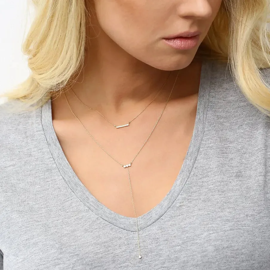 0.09CTW Micro Pave Diamond Bar Necklace