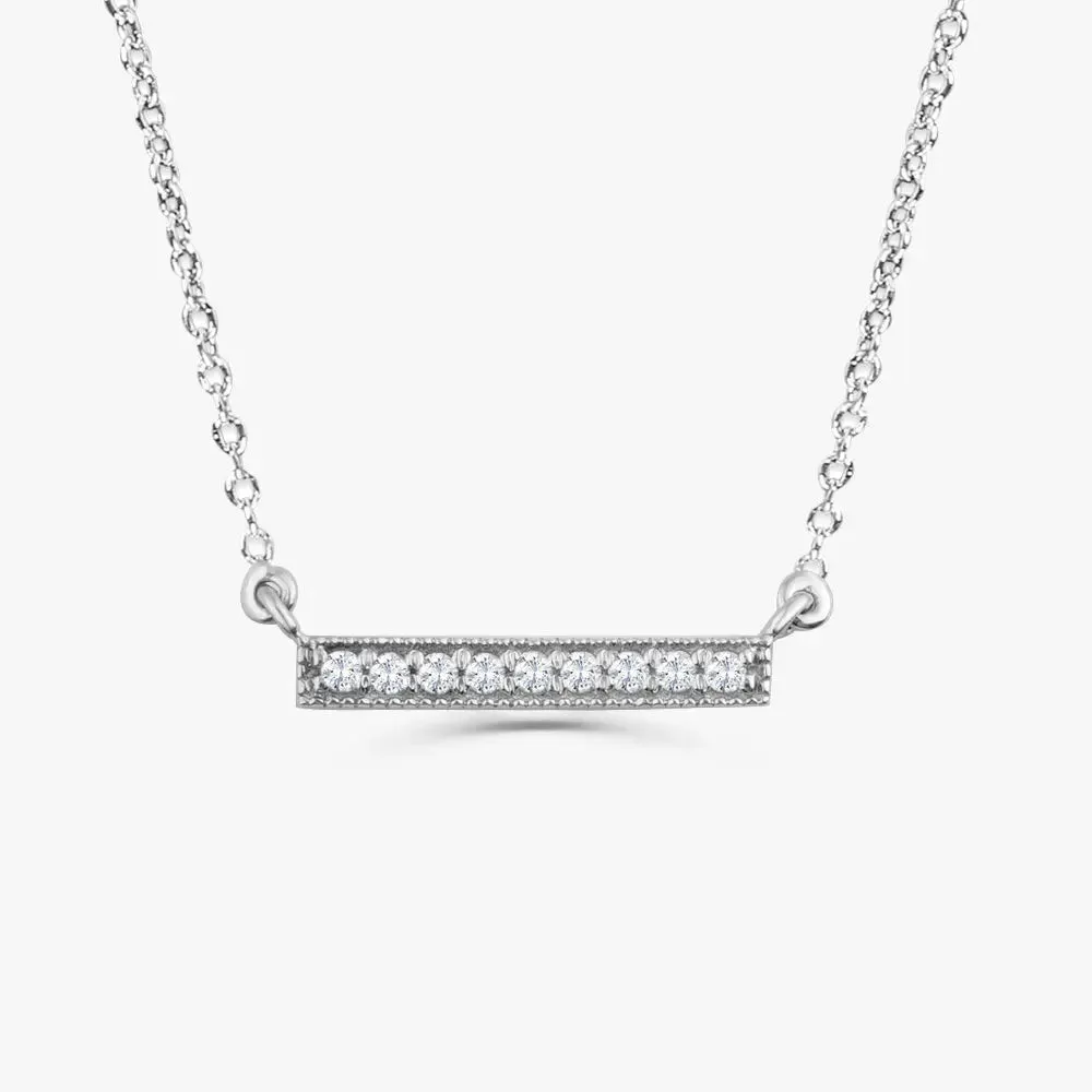 0.09CTW Micro Pave Diamond Bar Necklace