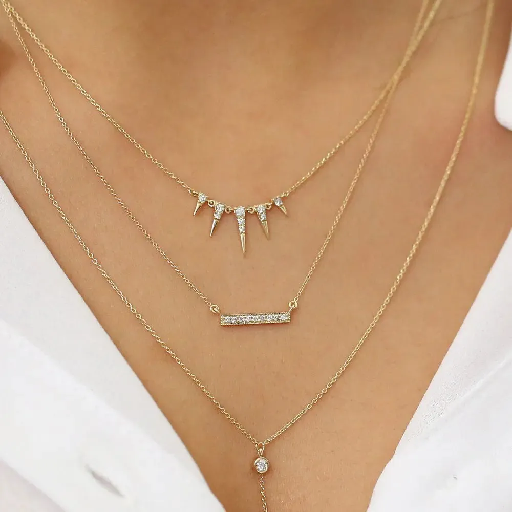 0.09CTW Micro Pave Diamond Bar Necklace