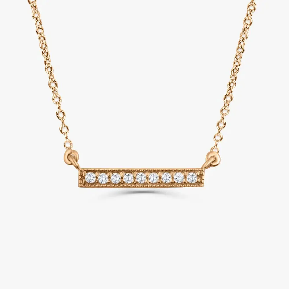 0.09CTW Micro Pave Diamond Bar Necklace
