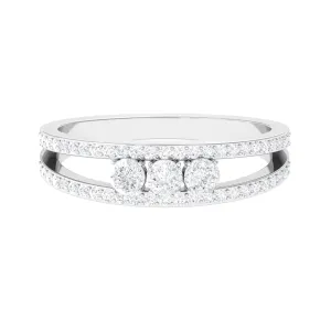 1 CT Moissanite Three Stone Anniversary Ring with Accent