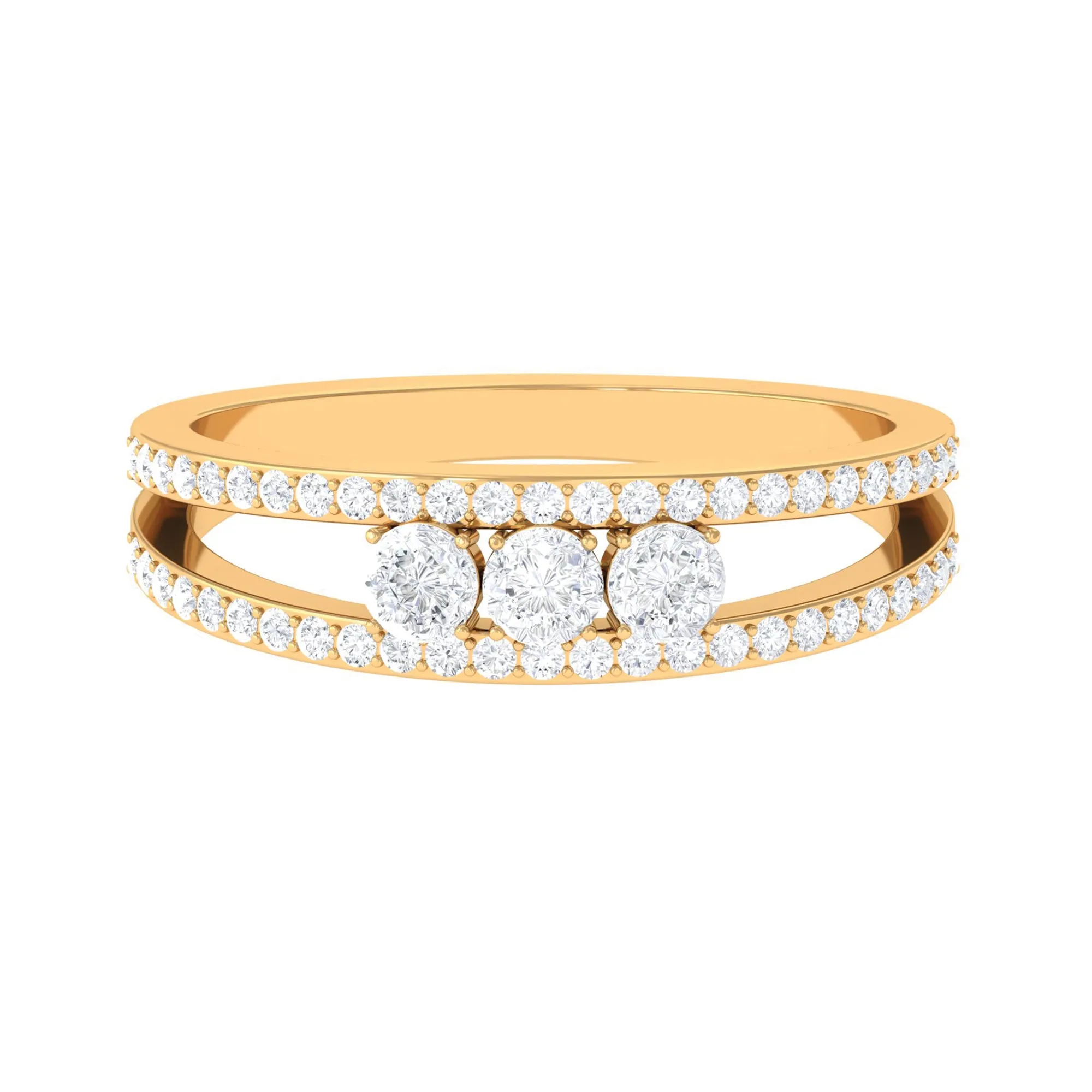 1 CT Moissanite Three Stone Anniversary Ring with Accent