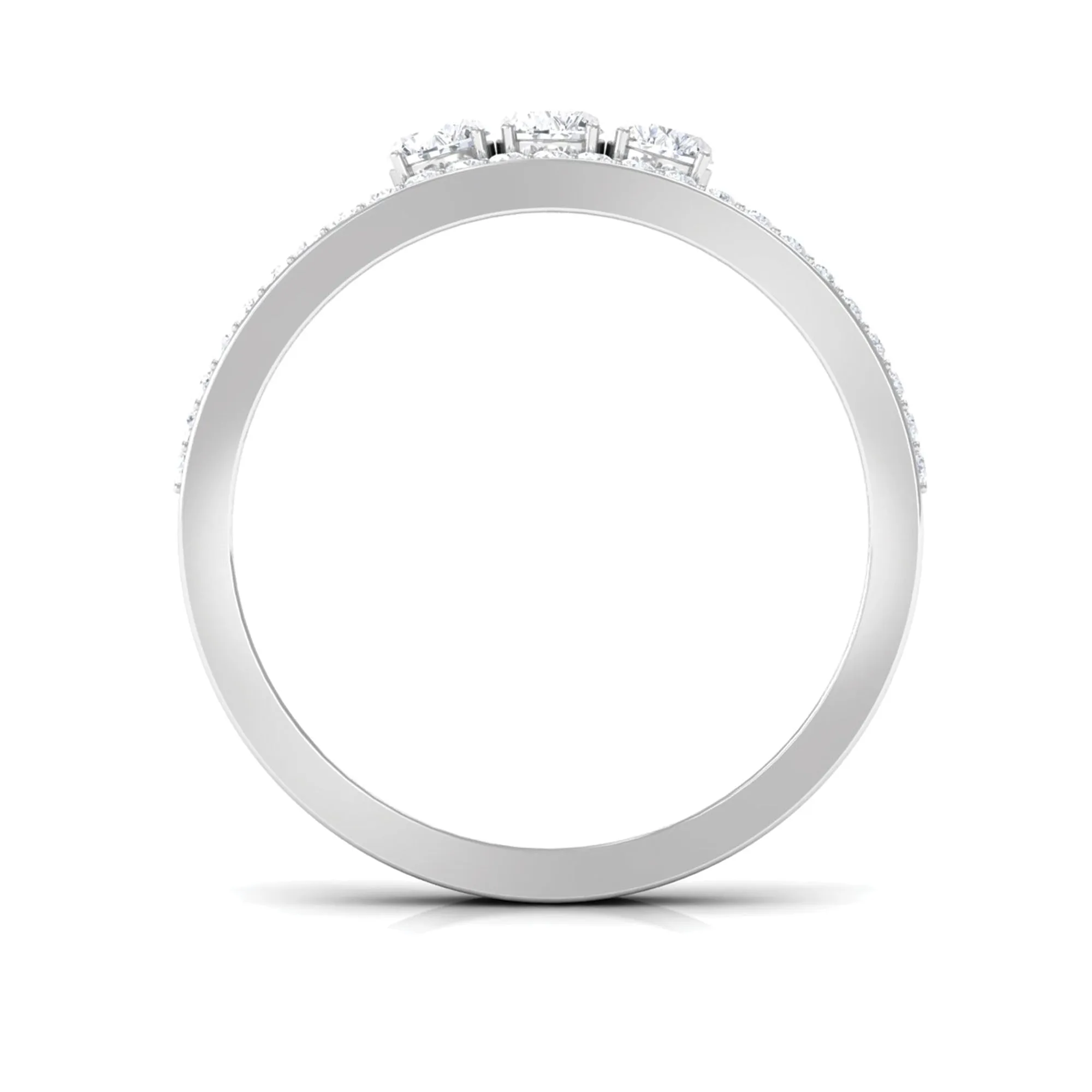 1 CT Moissanite Three Stone Anniversary Ring with Accent