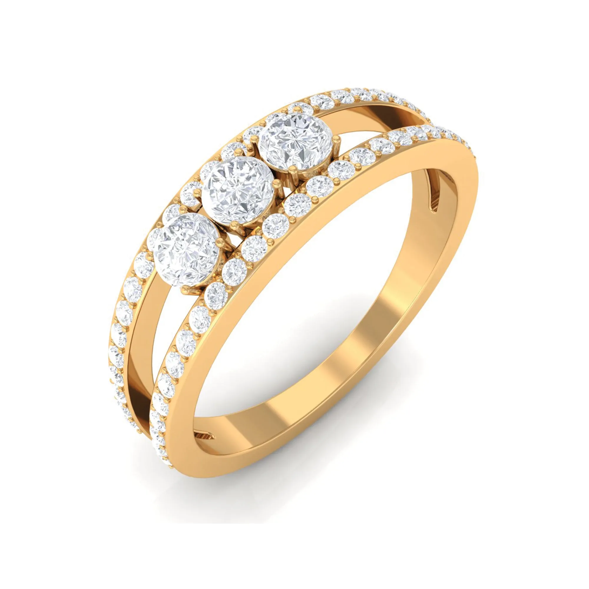 1 CT Moissanite Three Stone Anniversary Ring with Accent