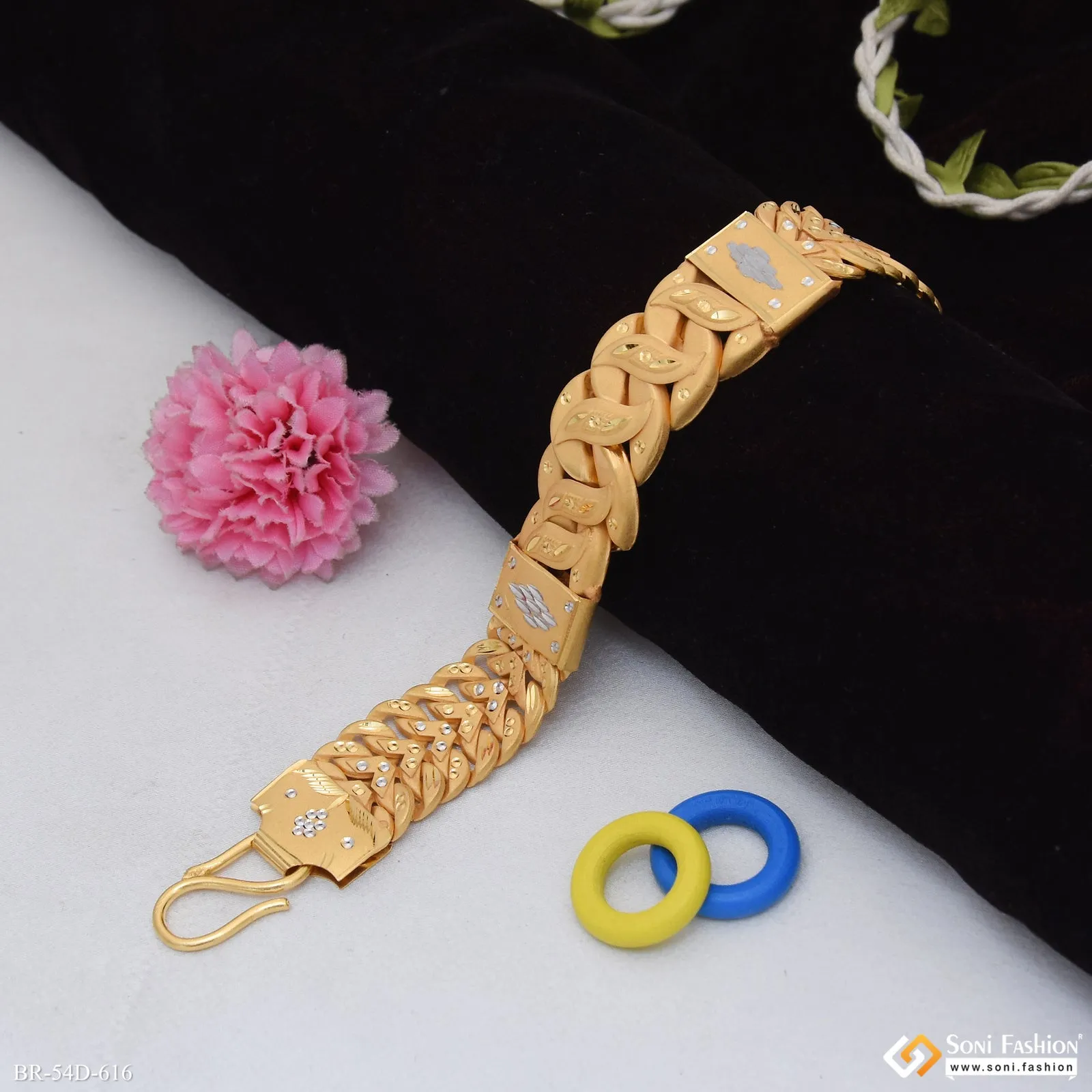 1 Gram Gold Plated Trending Design Pokal Bracelet for Men - Style D616