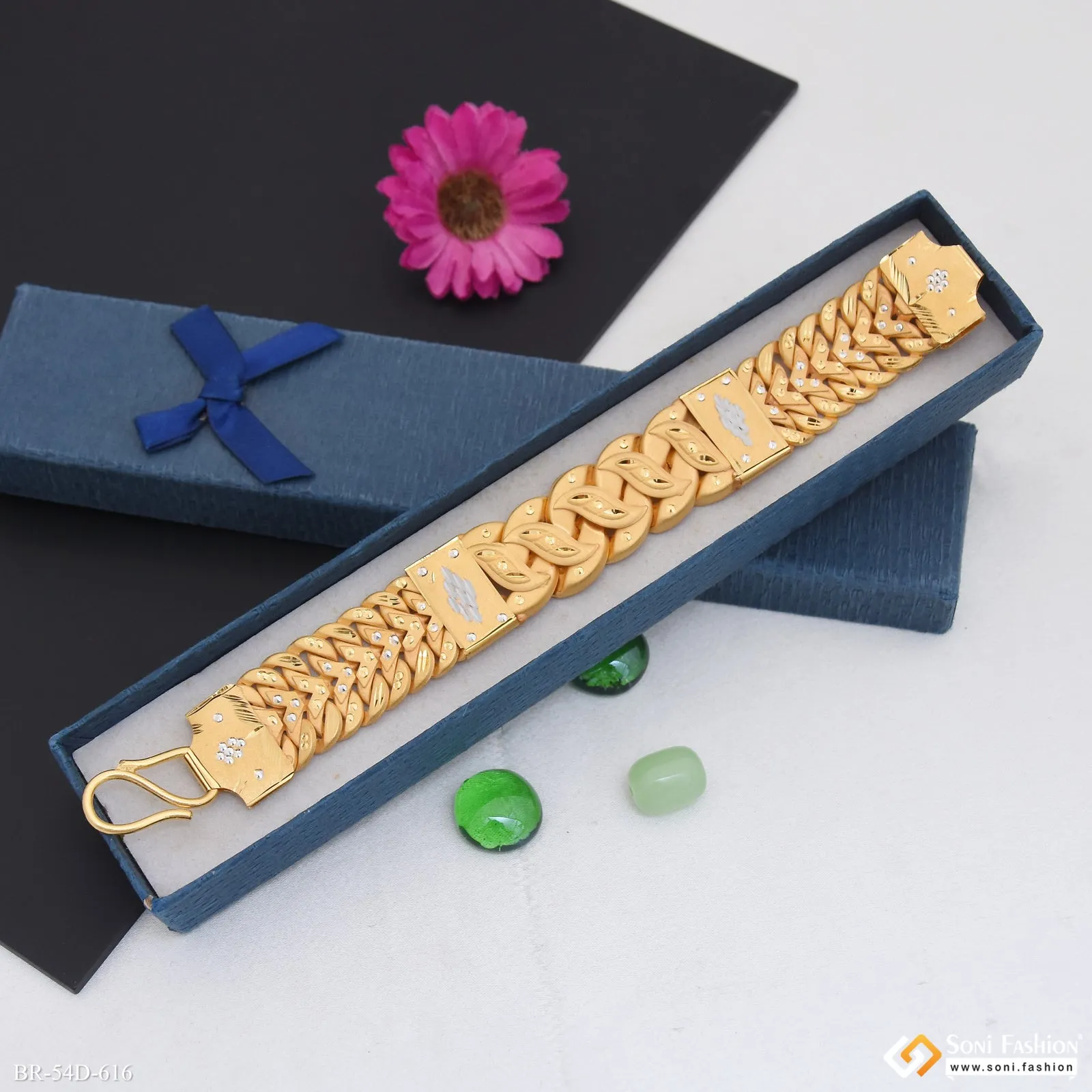 1 Gram Gold Plated Trending Design Pokal Bracelet for Men - Style D616