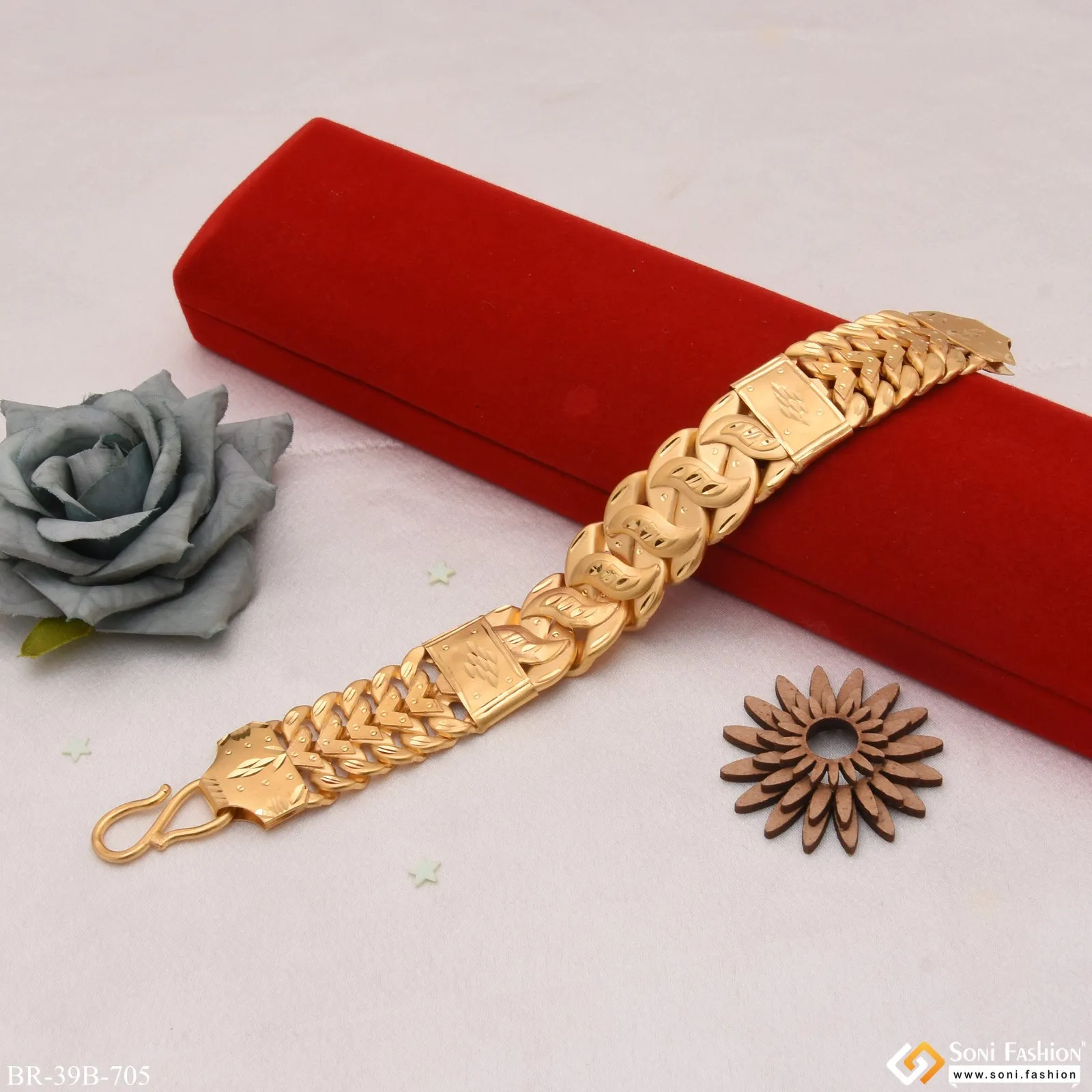 1 Gram Gold Plated V Design Gorgeous Design Gold Plated Hollow Bracelet - Style B705