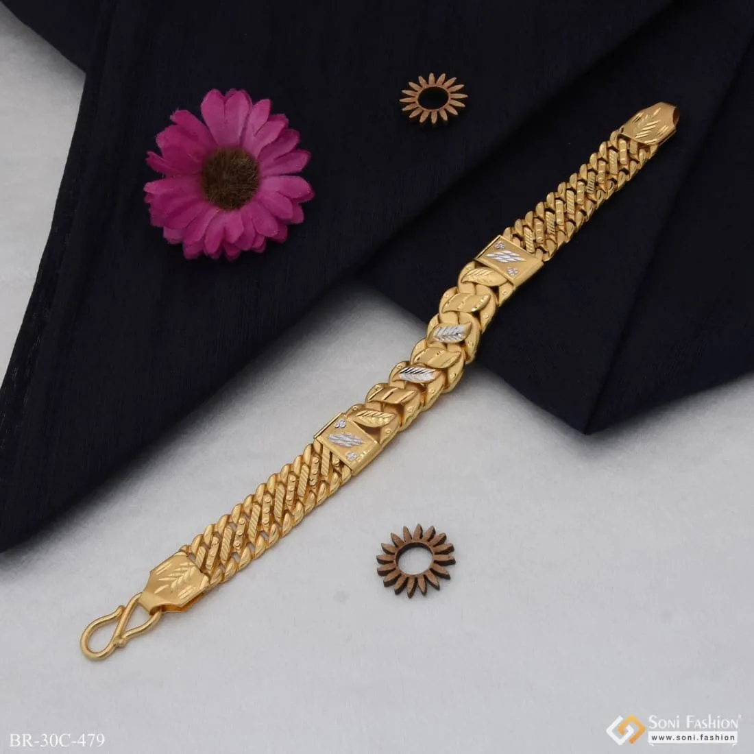 1 Gram Gold Plated Wave Attention-getting Design Pokal Bracelet For Men - Style C479