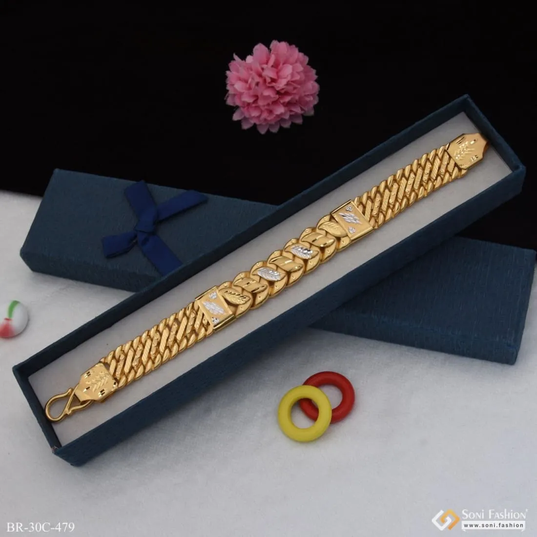 1 Gram Gold Plated Wave Attention-getting Design Pokal Bracelet For Men - Style C479
