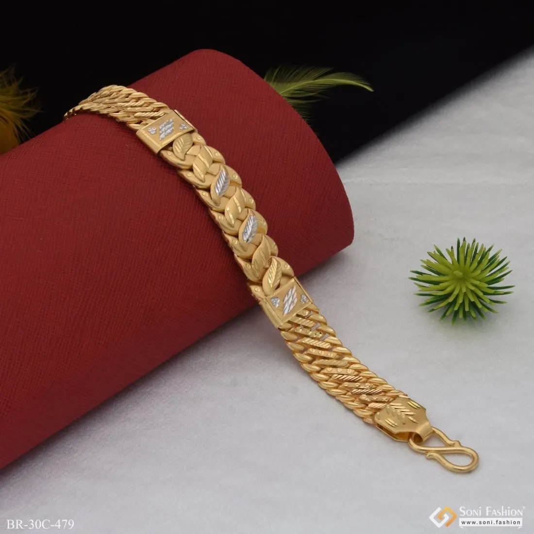 1 Gram Gold Plated Wave Attention-getting Design Pokal Bracelet For Men - Style C479