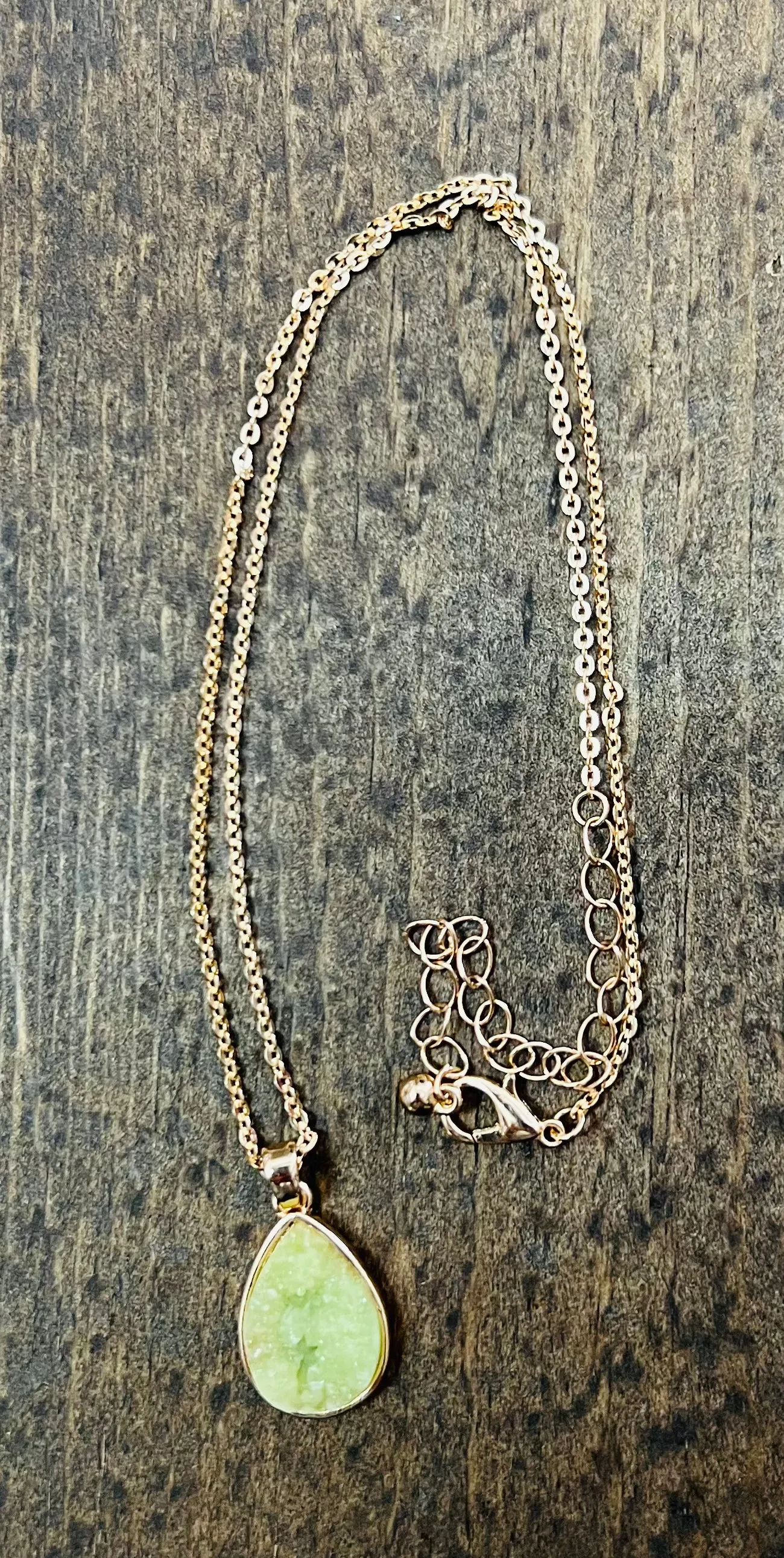 10” Gold Druzy Pendant Necklace