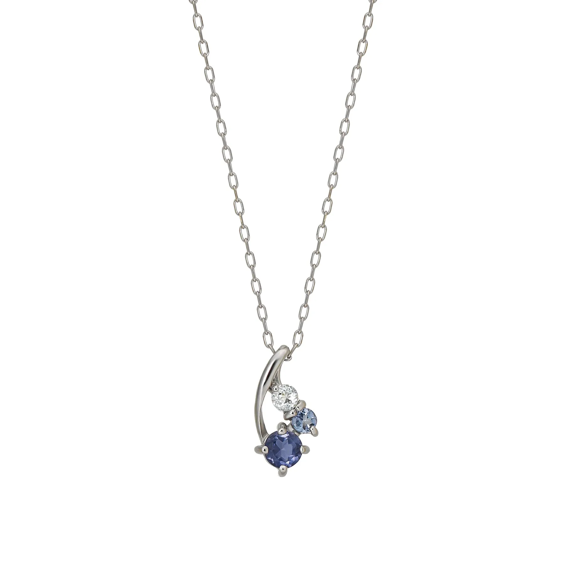 10K Multicolor Twisted Line Necklace (White Gold)