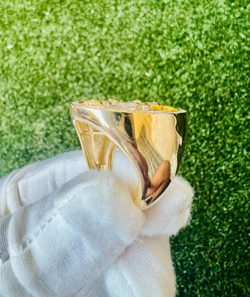 10k Solid Yellow Gold Diamond Grim Reaper Men's Rings, Religious Faith Inspiration Jesus Mens Diamond Ring 0.40ct 16.5 Grams Size 10