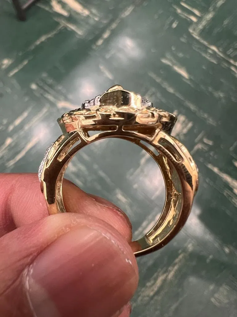 10k Solid Yellow Gold Diamond Jesus Head Face Men's Rings, Religious Faith Inspiration Jesus Mens Diamond Ring 0.40 ct 11.51 Grams Size 10