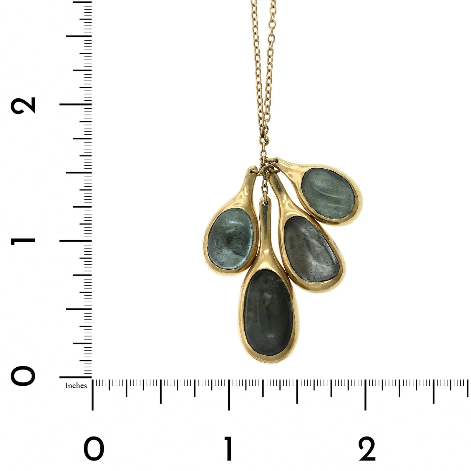 10K Yellow Gold Cluster Bezel Set Aquamarine Necklace