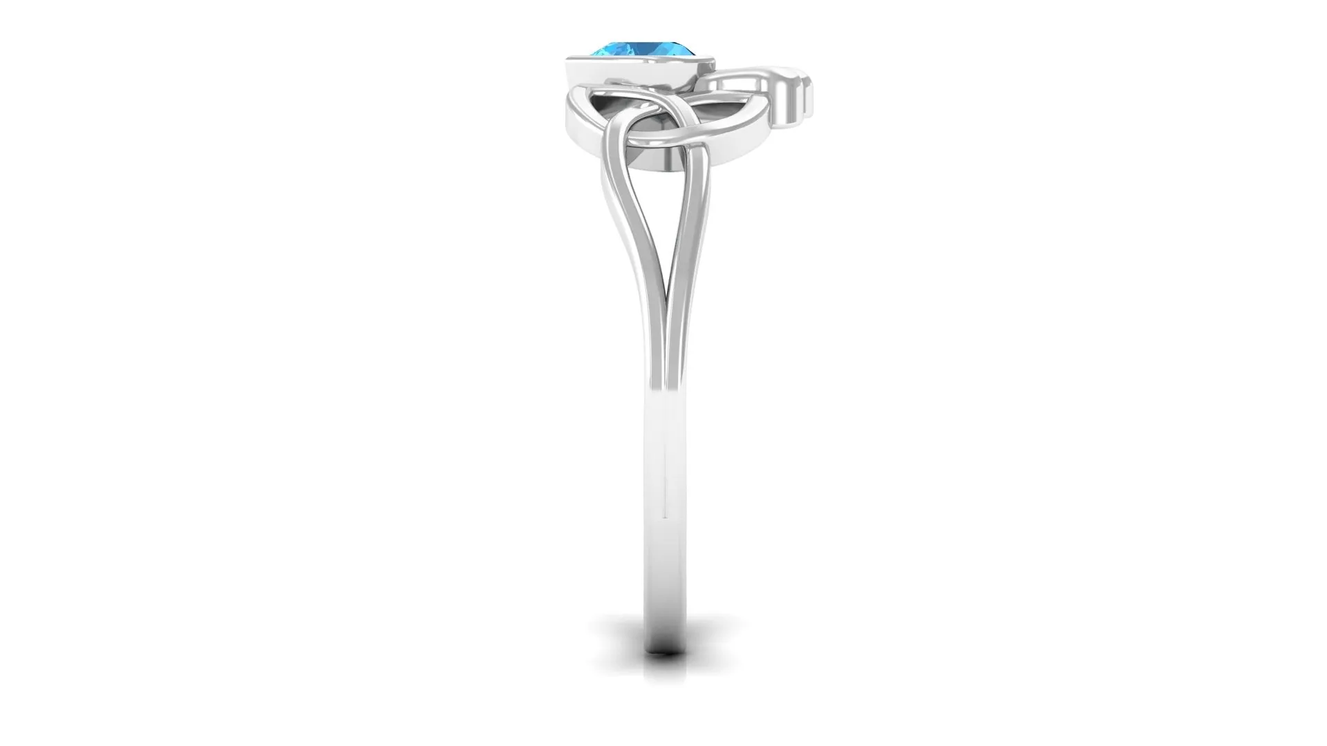1/2 CT Heart Cut Swiss Blue Topaz Celtic Knot Promise Ring