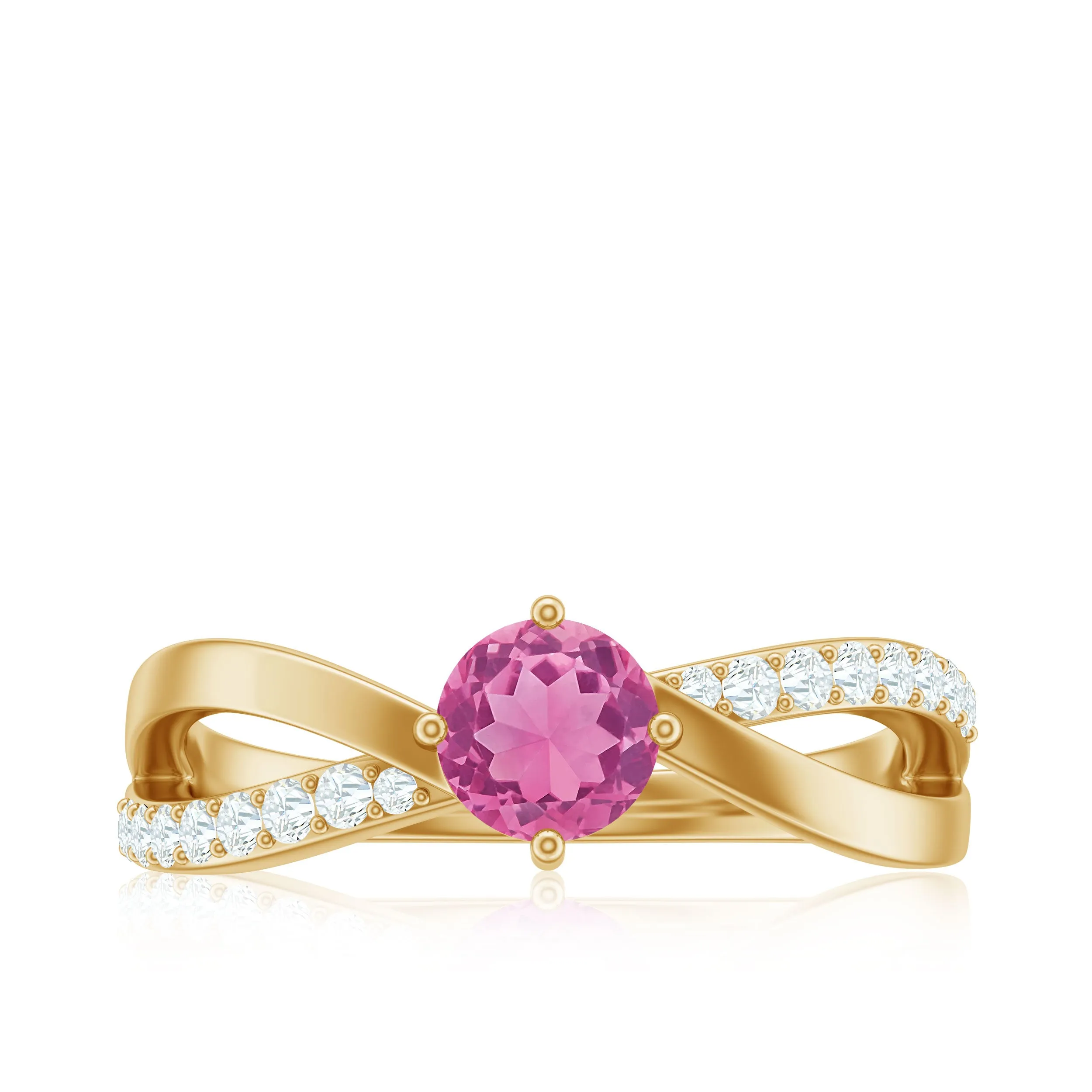 1/2 CT Pink Tourmaline Solitaire and Diamond Infinity Ring