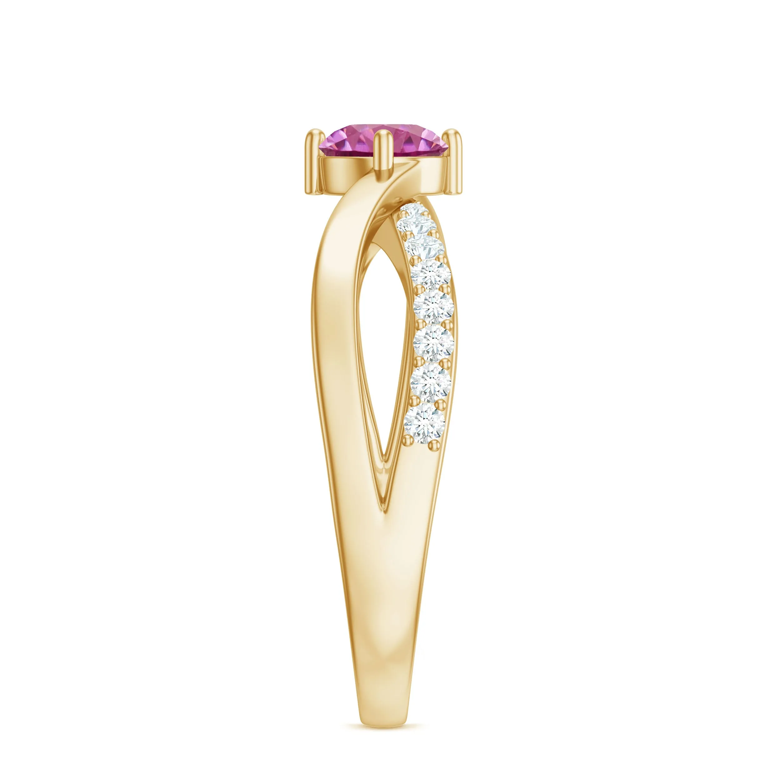 1/2 CT Pink Tourmaline Solitaire and Diamond Infinity Ring