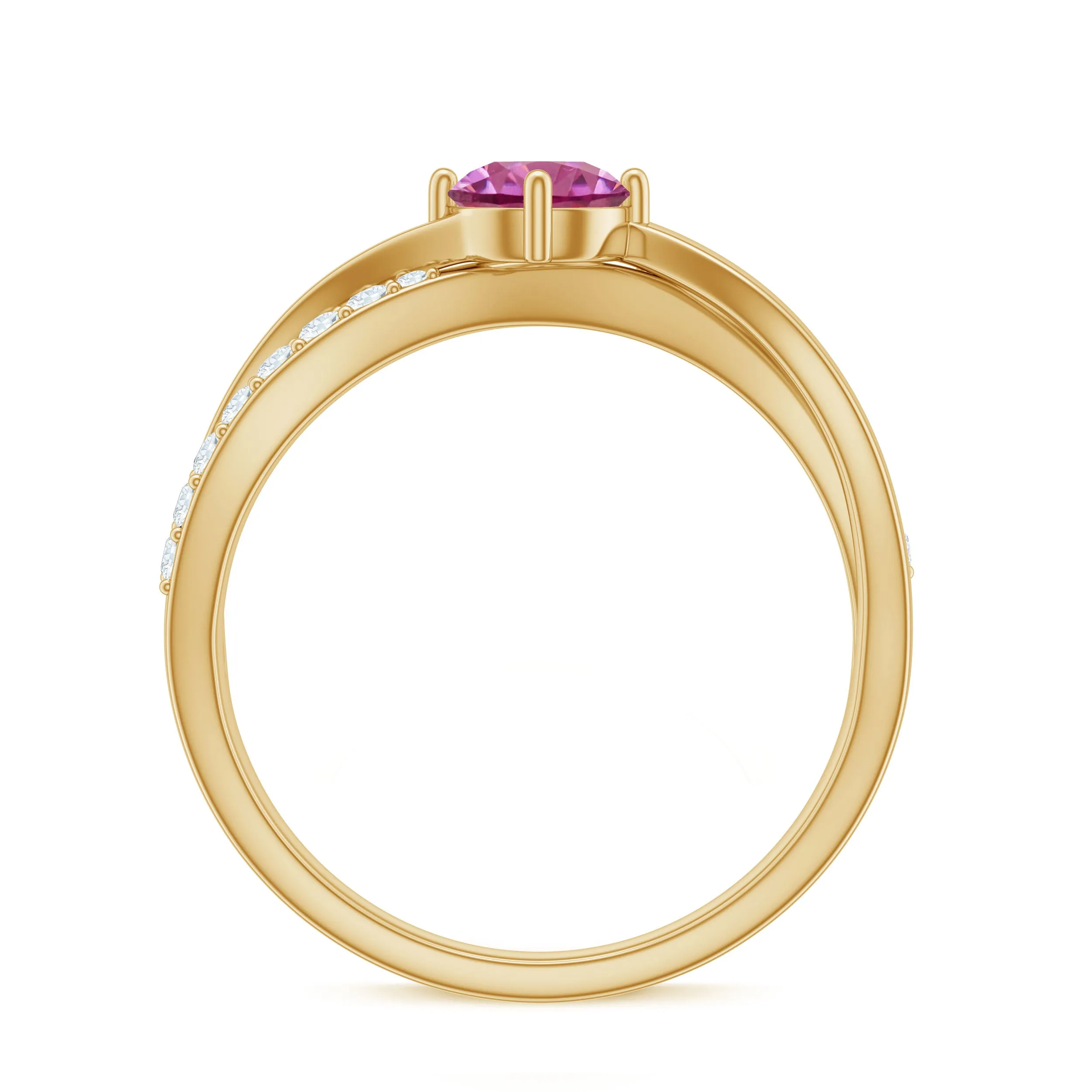 1/2 CT Pink Tourmaline Solitaire and Diamond Infinity Ring