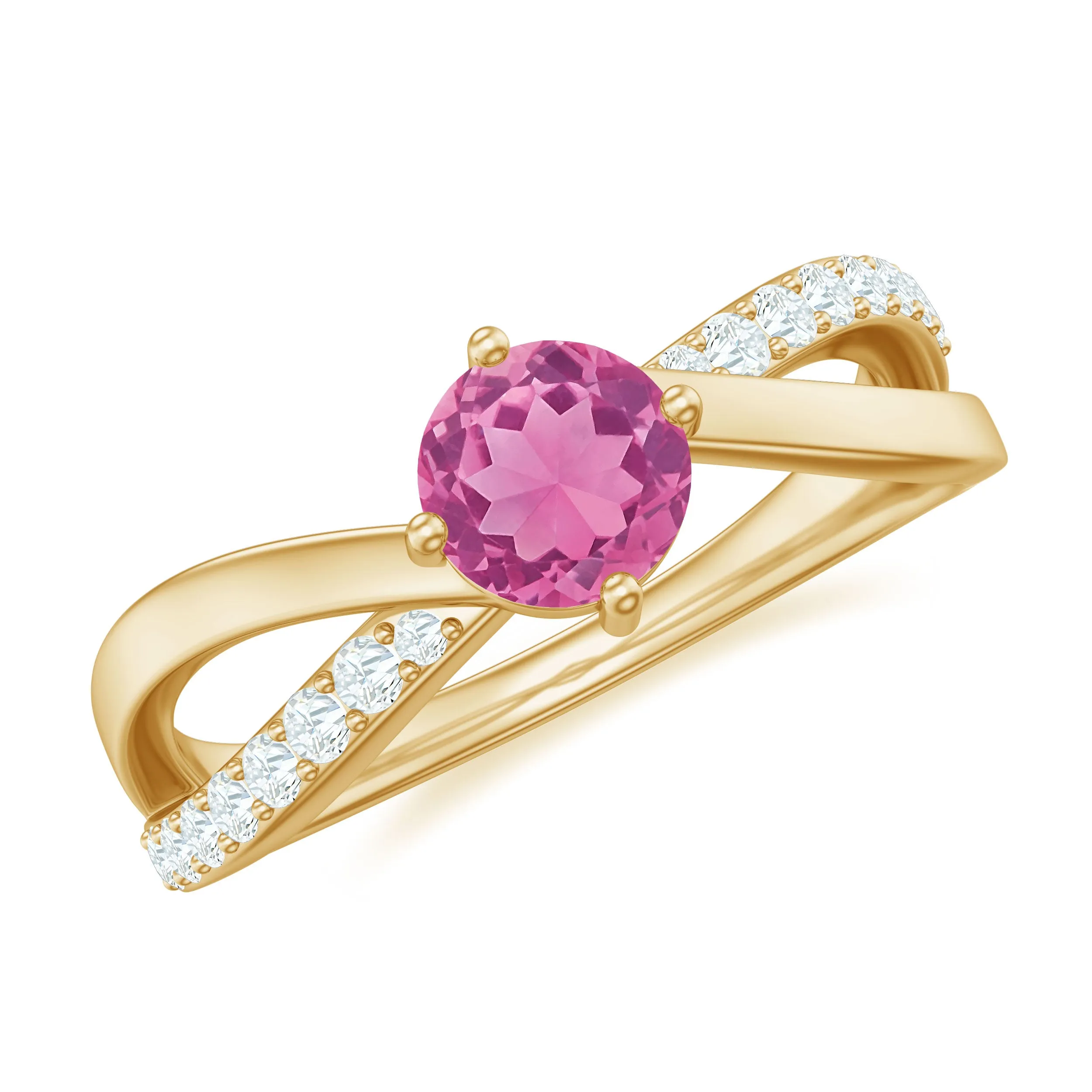 1/2 CT Pink Tourmaline Solitaire and Diamond Infinity Ring
