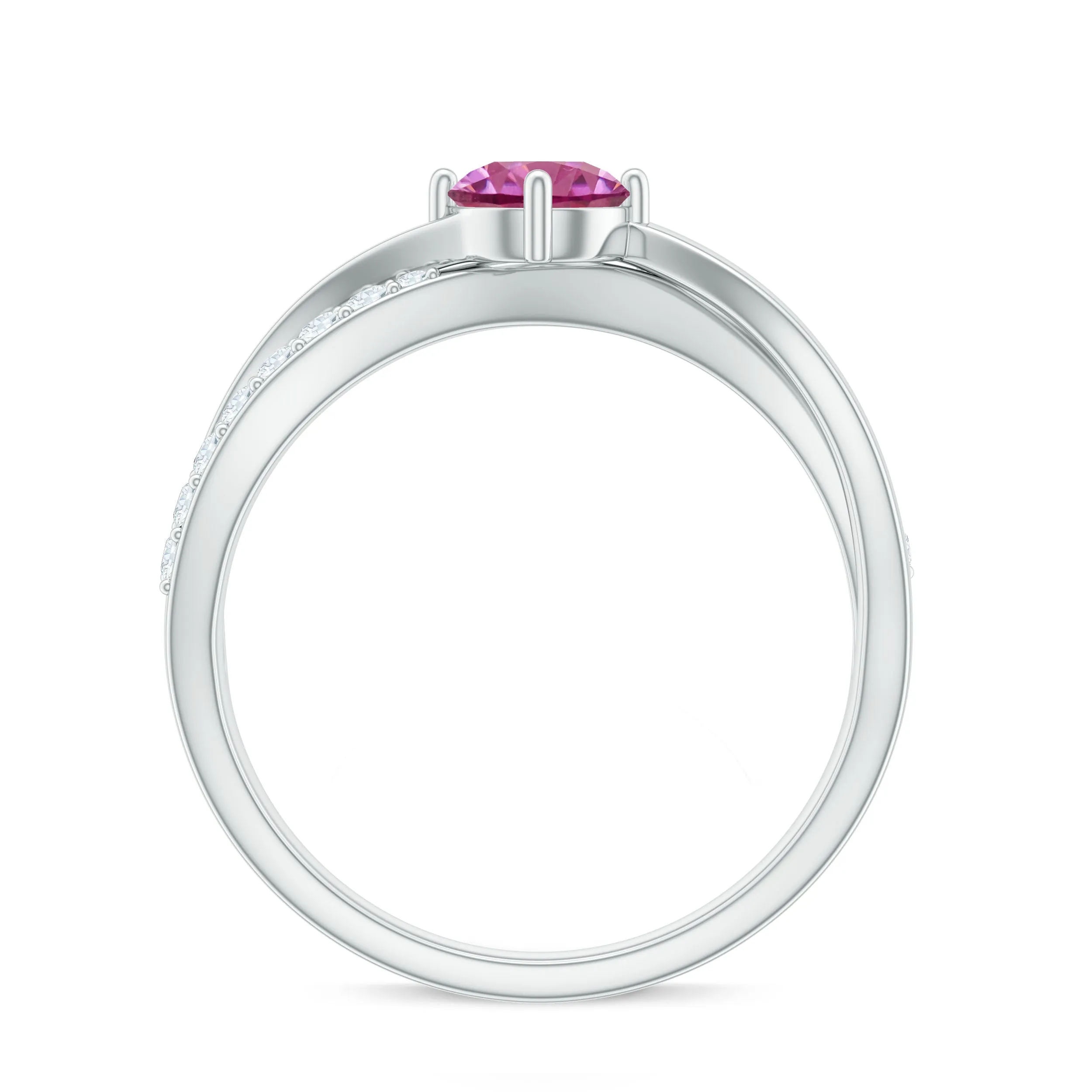 1/2 CT Pink Tourmaline Solitaire and Diamond Infinity Ring