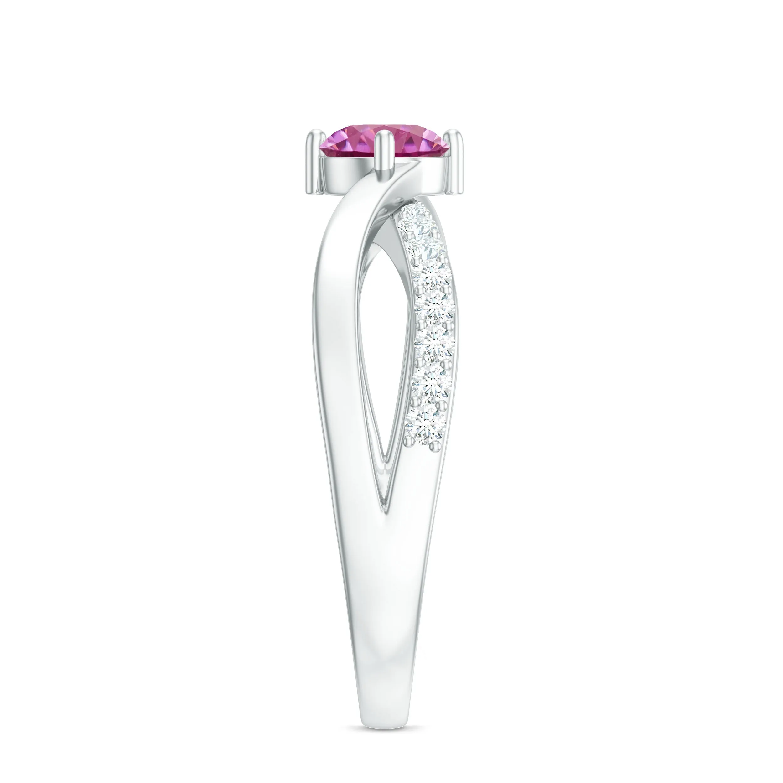 1/2 CT Pink Tourmaline Solitaire and Diamond Infinity Ring