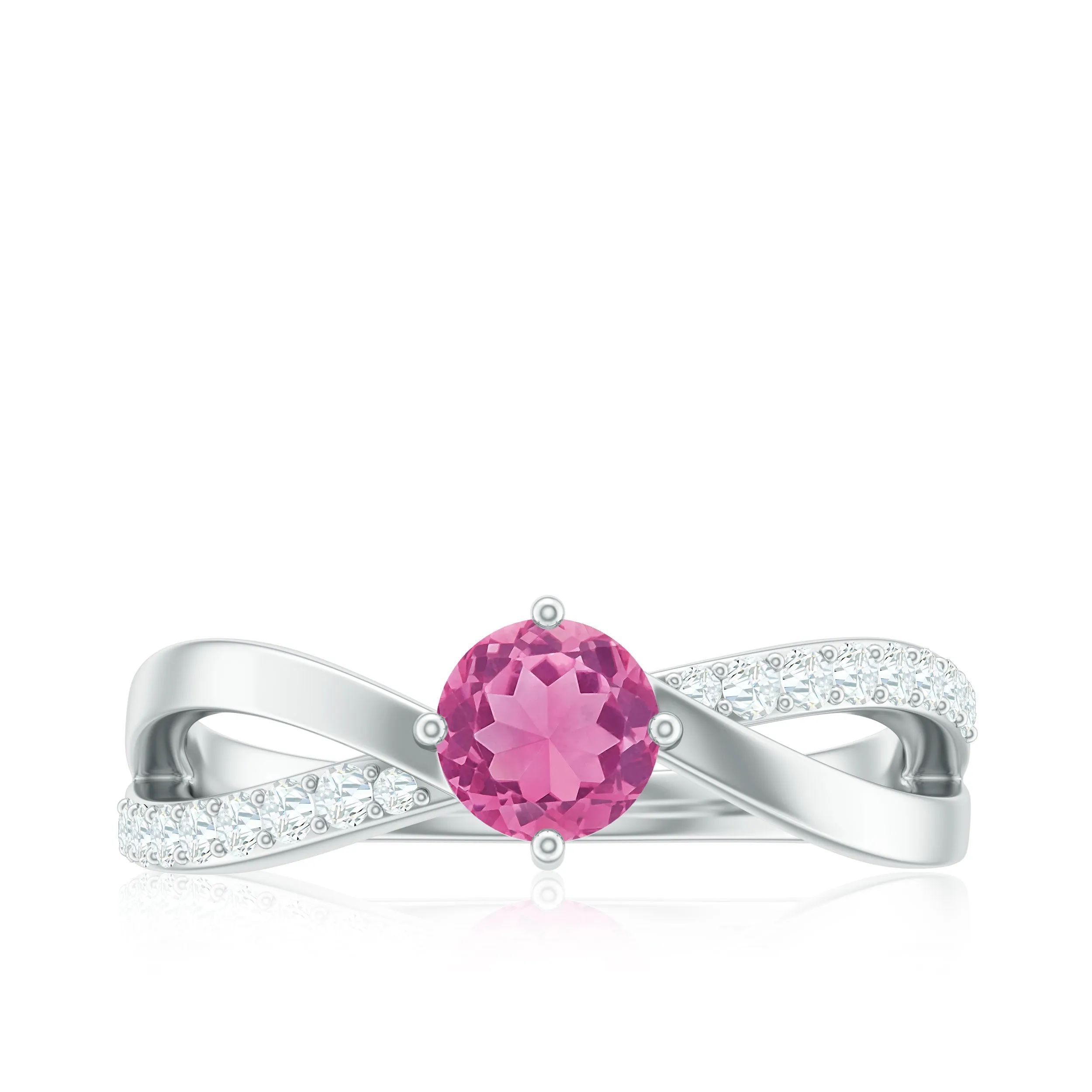 1/2 CT Pink Tourmaline Solitaire and Diamond Infinity Ring