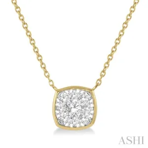 1/3 Ctw Cushion Shape Lovebright Diamond Necklace in 14K Yellow and White Gold