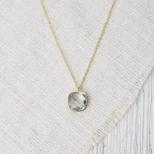 14k Cushion Green Amethyst Necklace