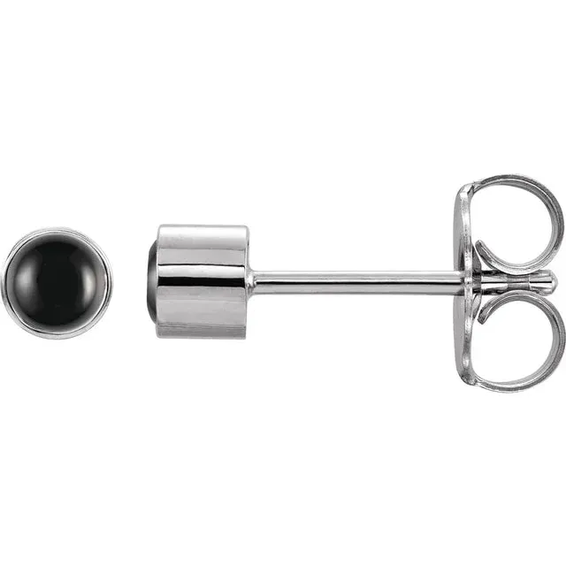 14K Gold Natural Onyx Bezel-Set Stud Earrings