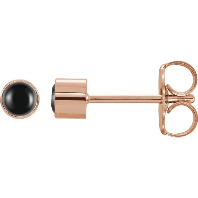 14K Gold Natural Onyx Bezel-Set Stud Earrings