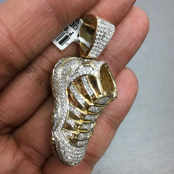 14k Gold Real Diamond Mens Jumpman Jordan Shoe Pendant