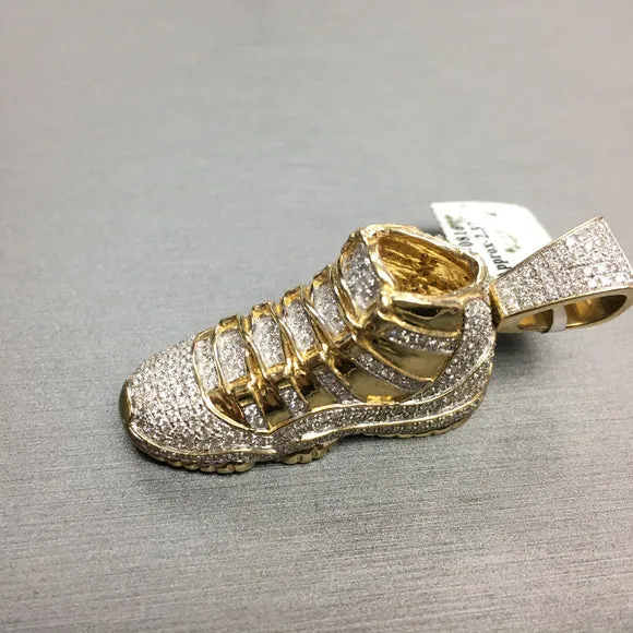 14k Gold Real Diamond Mens Jumpman Jordan Shoe Pendant