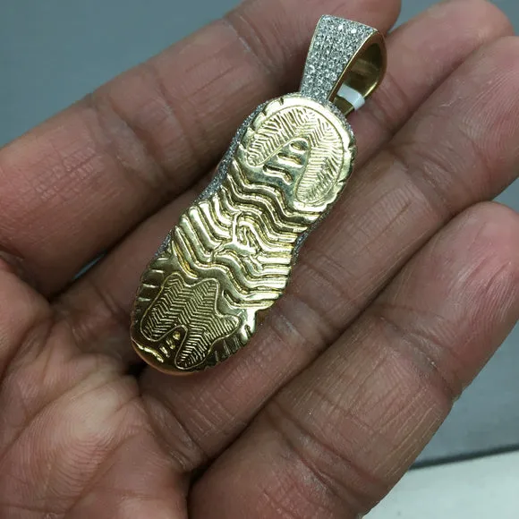 14k Gold Real Diamond Mens Jumpman Jordan Shoe Pendant