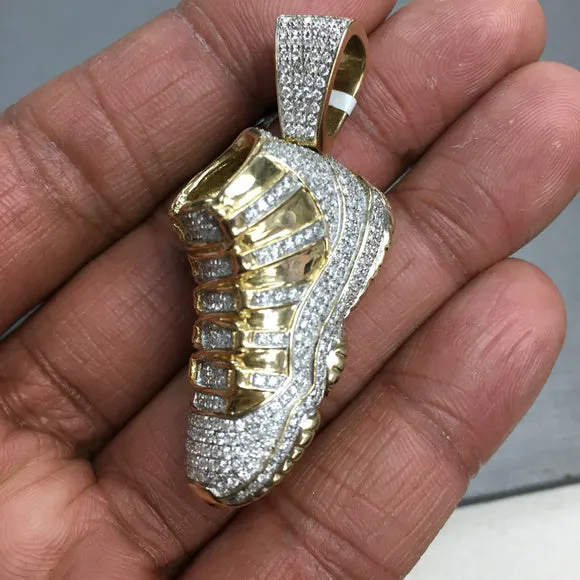 14k Gold Real Diamond Mens Jumpman Jordan Shoe Pendant
