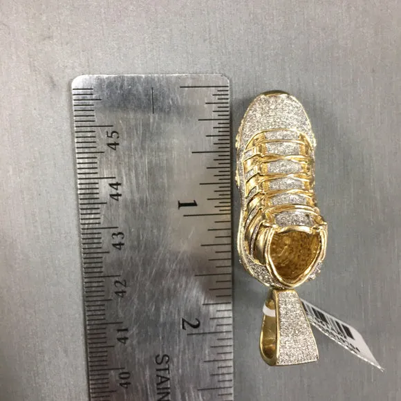 14k Gold Real Diamond Mens Jumpman Jordan Shoe Pendant