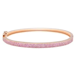 14k Pink Sapphire Three Row Bangle