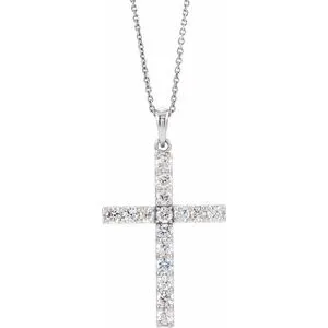 14K Rose 1/5 CTW Natural Diamond Cross 18" Necklace