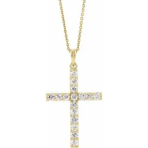 14K Rose 1/5 CTW Natural Diamond Cross 18" Necklace