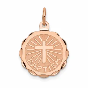 14k Rose Gold Baptism Medal Pendant.