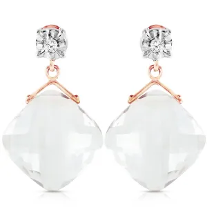 14K Solid Rose Gold Stud Earrings Diamond & Rose Topaz Certified