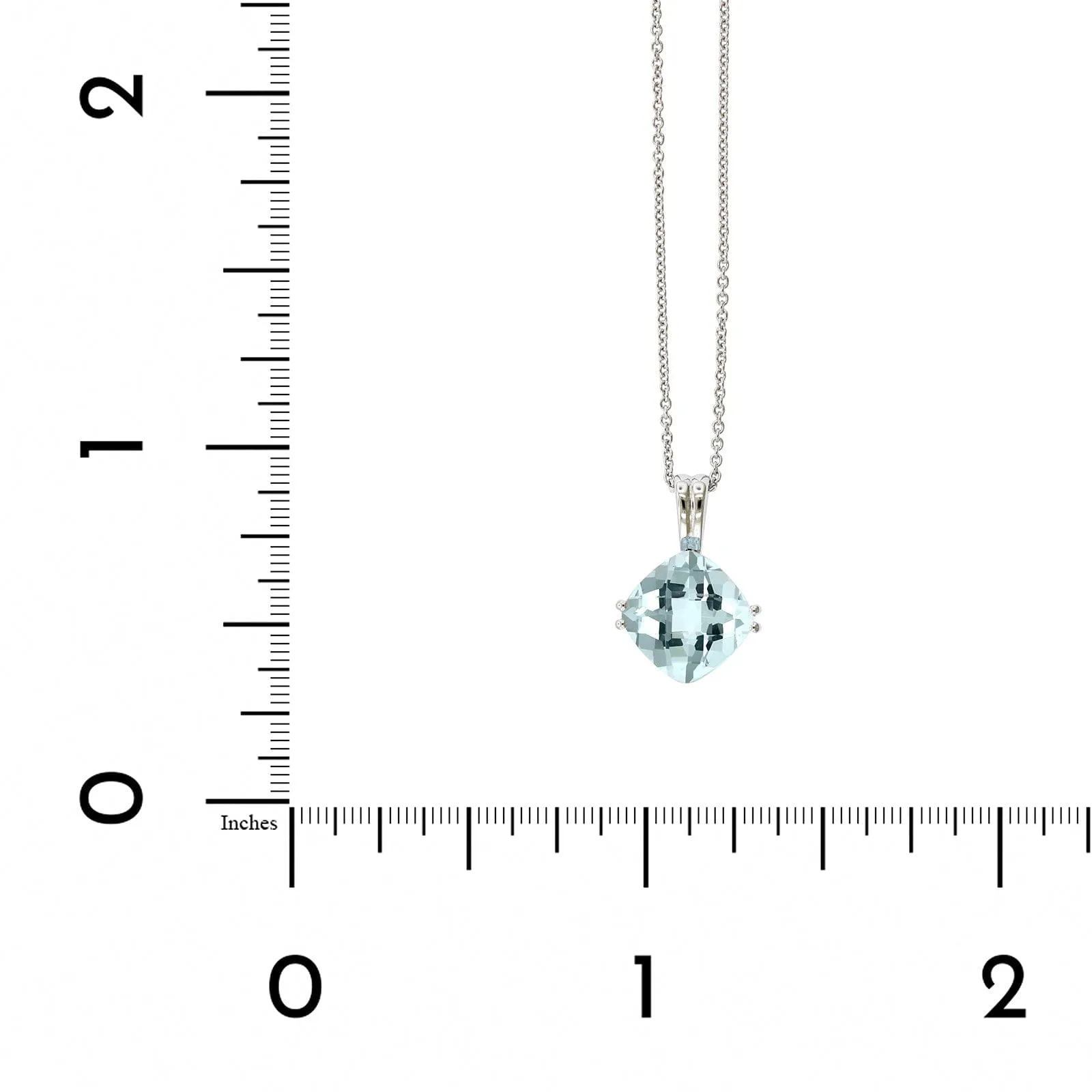 14K White Gold Cushion Aquamarine Pendant