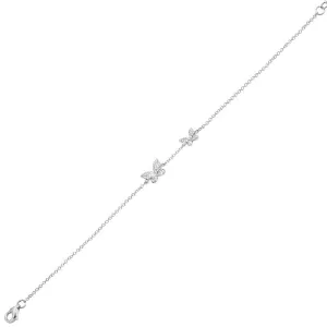 14K White Gold Double Diamond Butterfly Bracelet