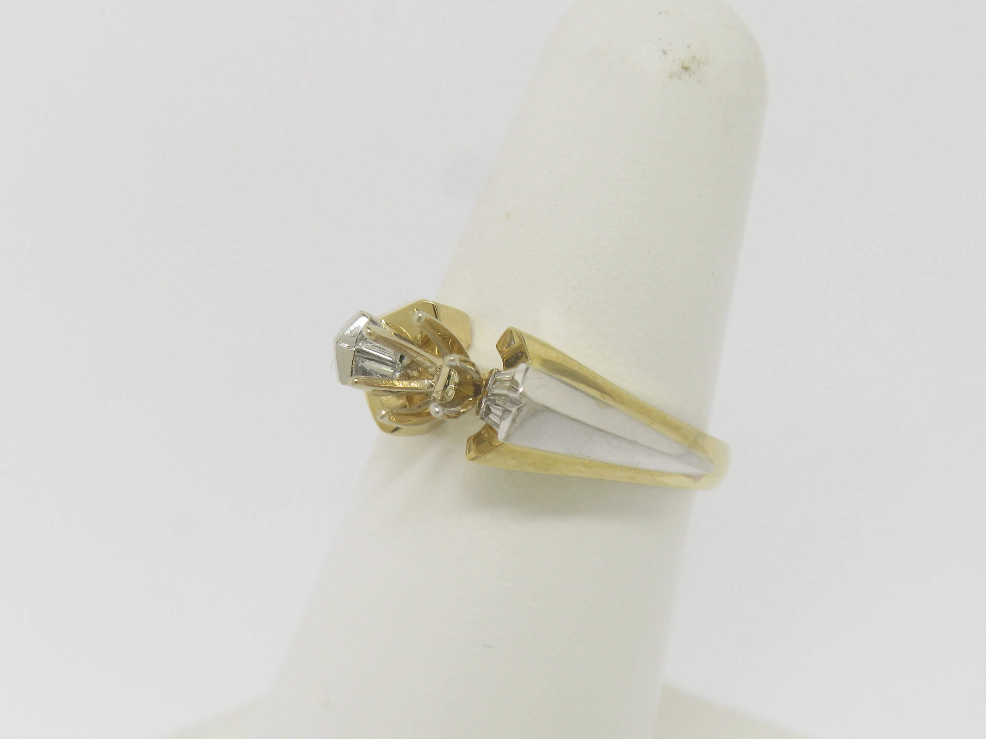 14K Yellow and White Gold Ladies Semi Mounting (4) .16 CTTW Size 6