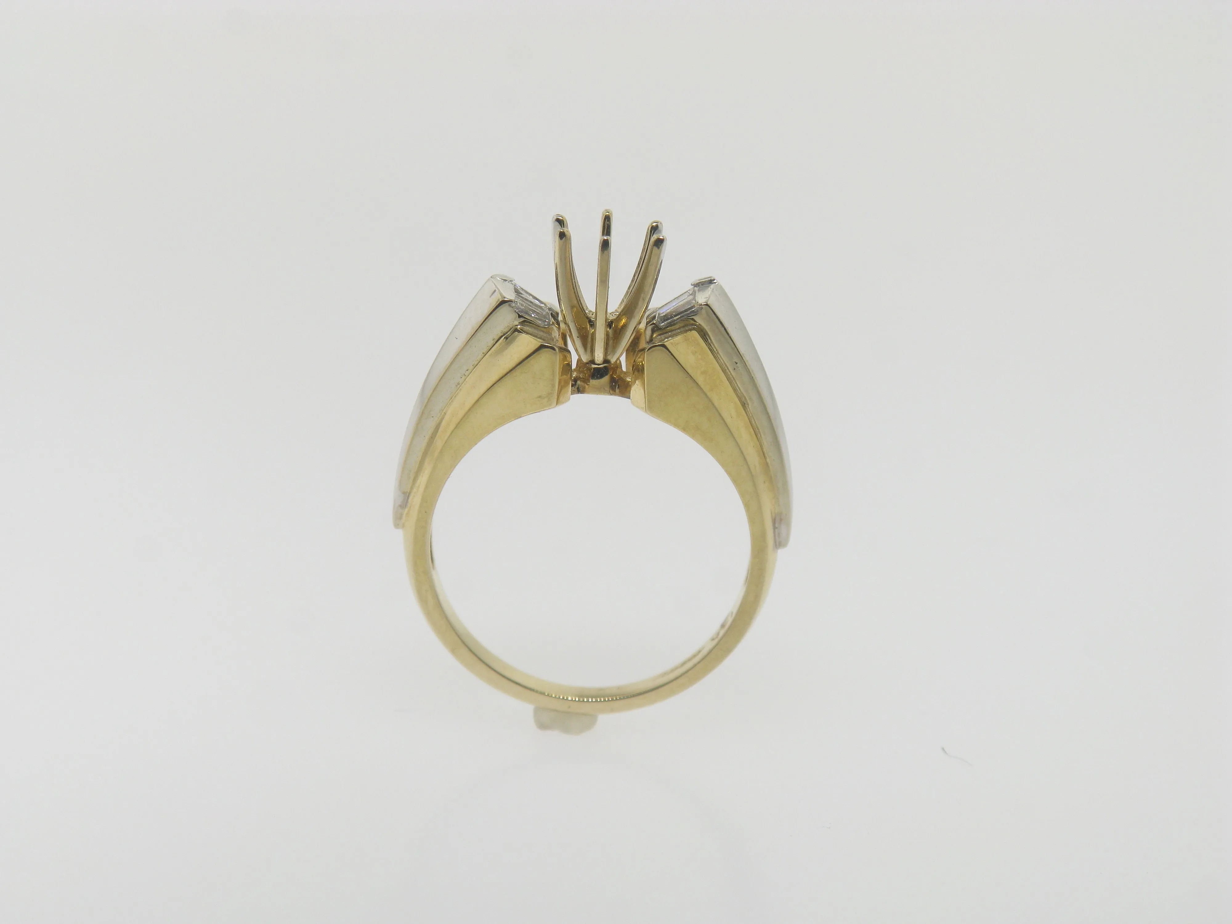 14K Yellow and White Gold Ladies Semi Mounting (4) .16 CTTW Size 6