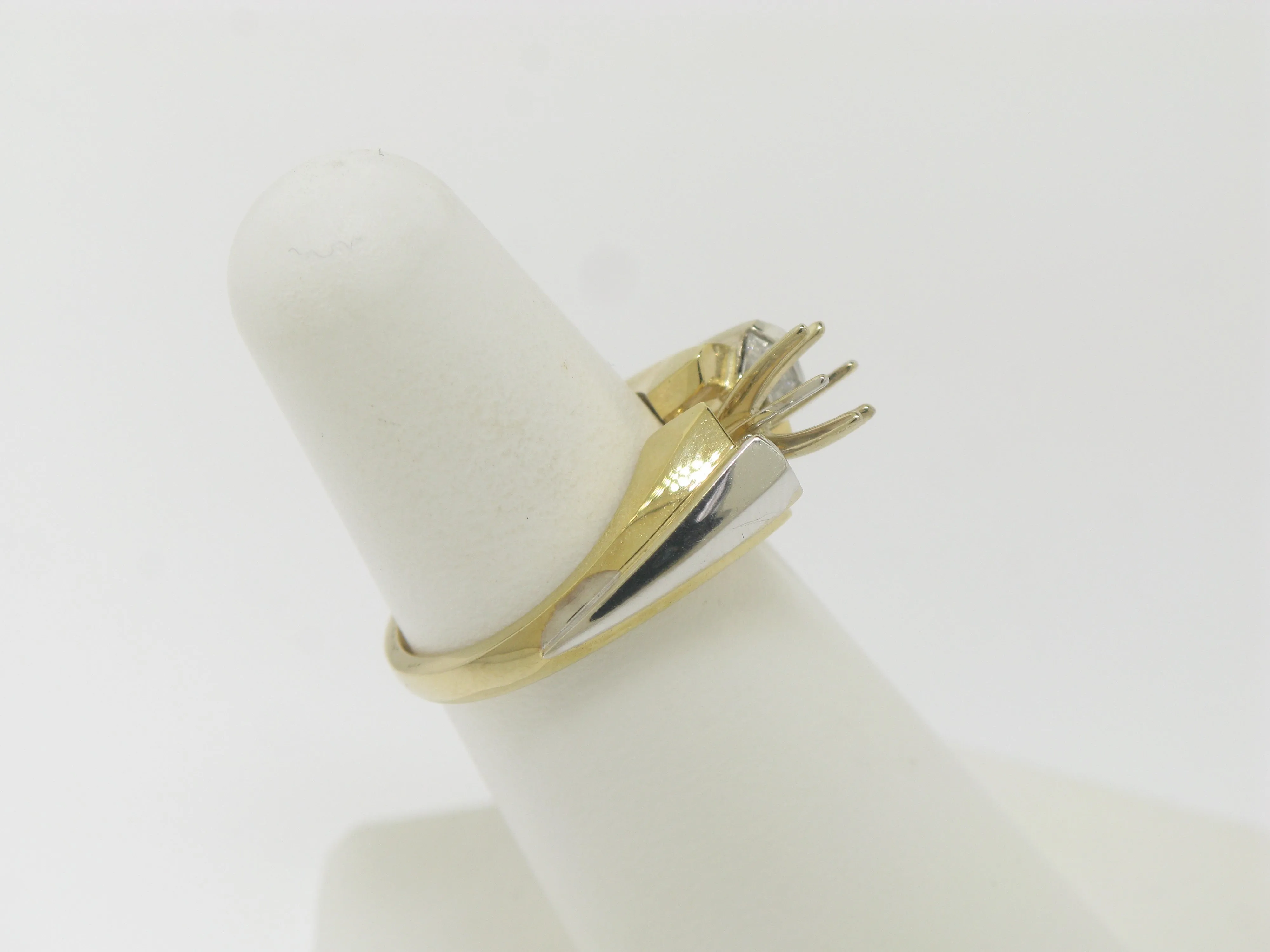 14K Yellow and White Gold Ladies Semi Mounting (4) .16 CTTW Size 6