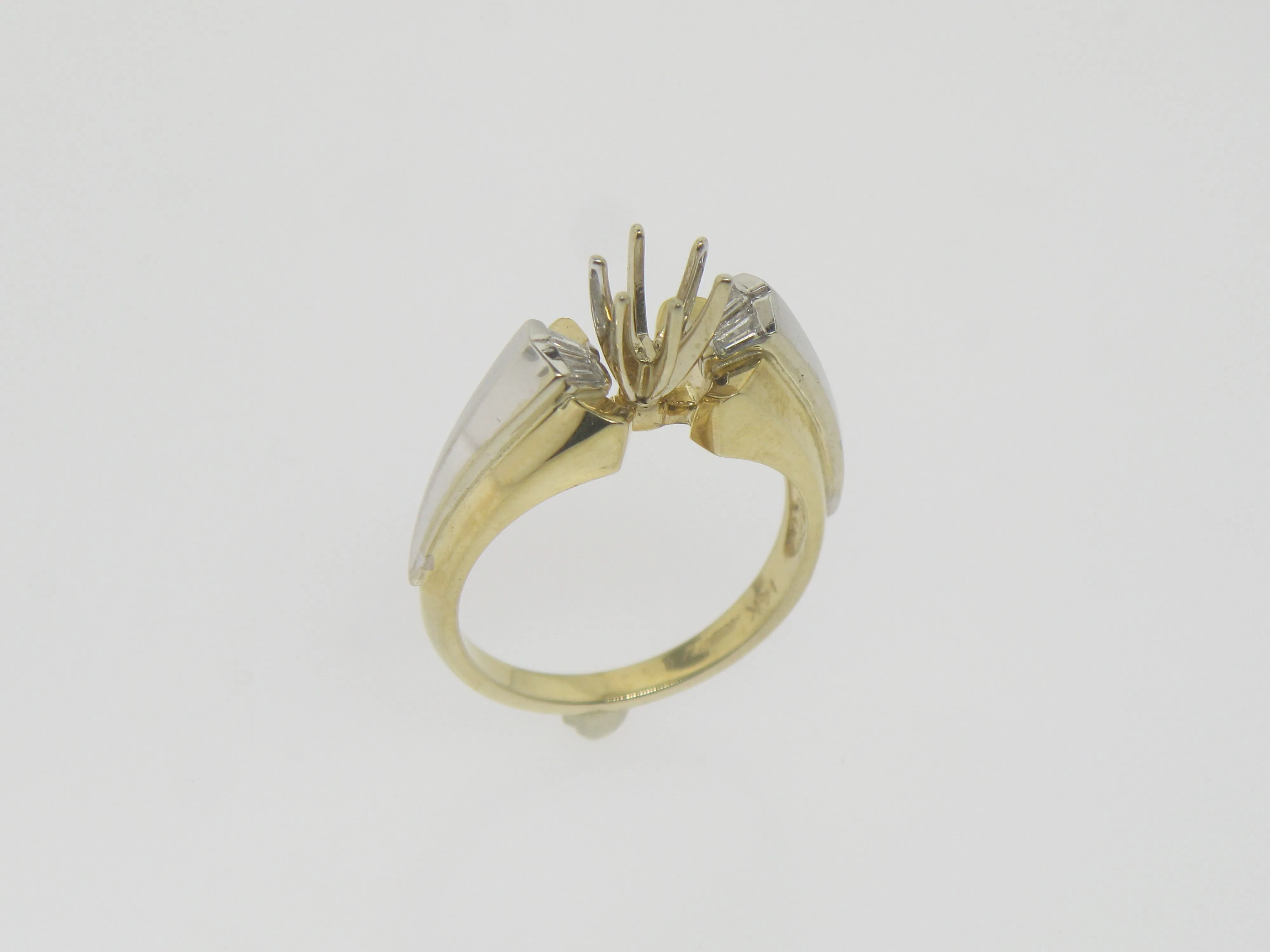 14K Yellow and White Gold Ladies Semi Mounting (4) .16 CTTW Size 6
