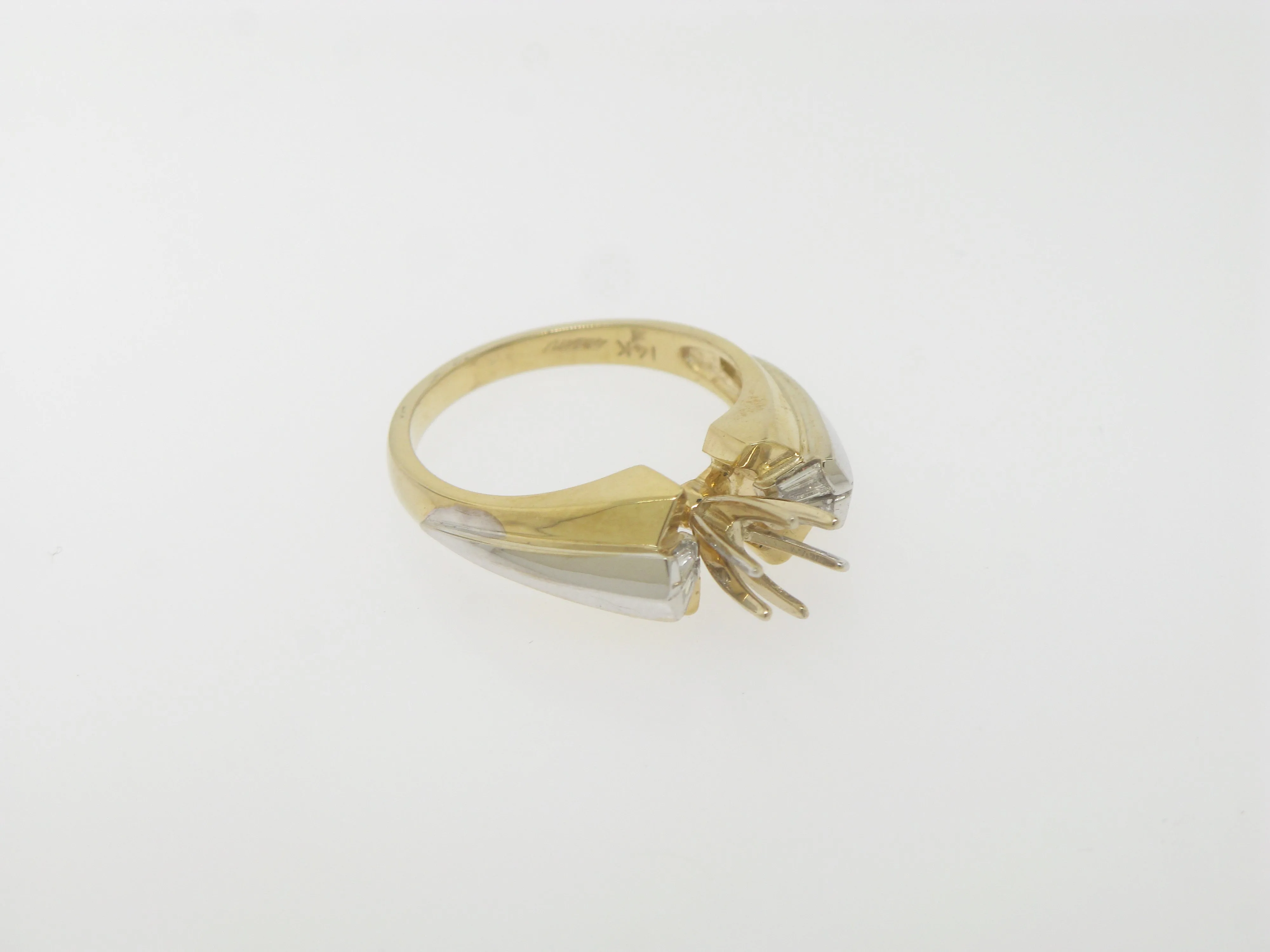 14K Yellow and White Gold Ladies Semi Mounting (4) .16 CTTW Size 6