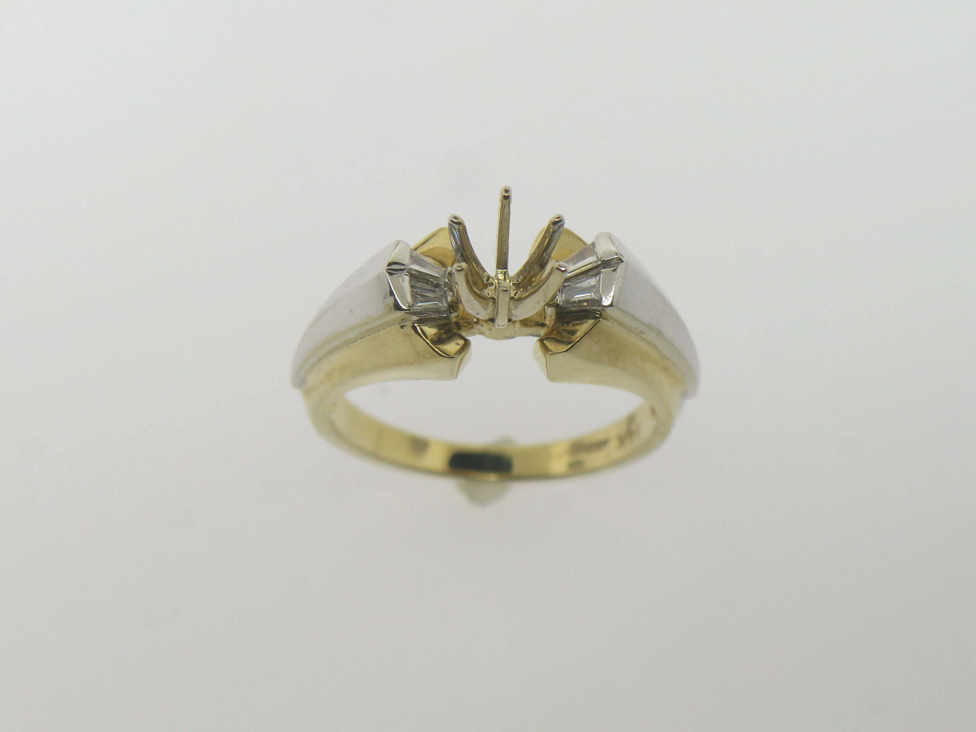 14K Yellow and White Gold Ladies Semi Mounting (4) .16 CTTW Size 6