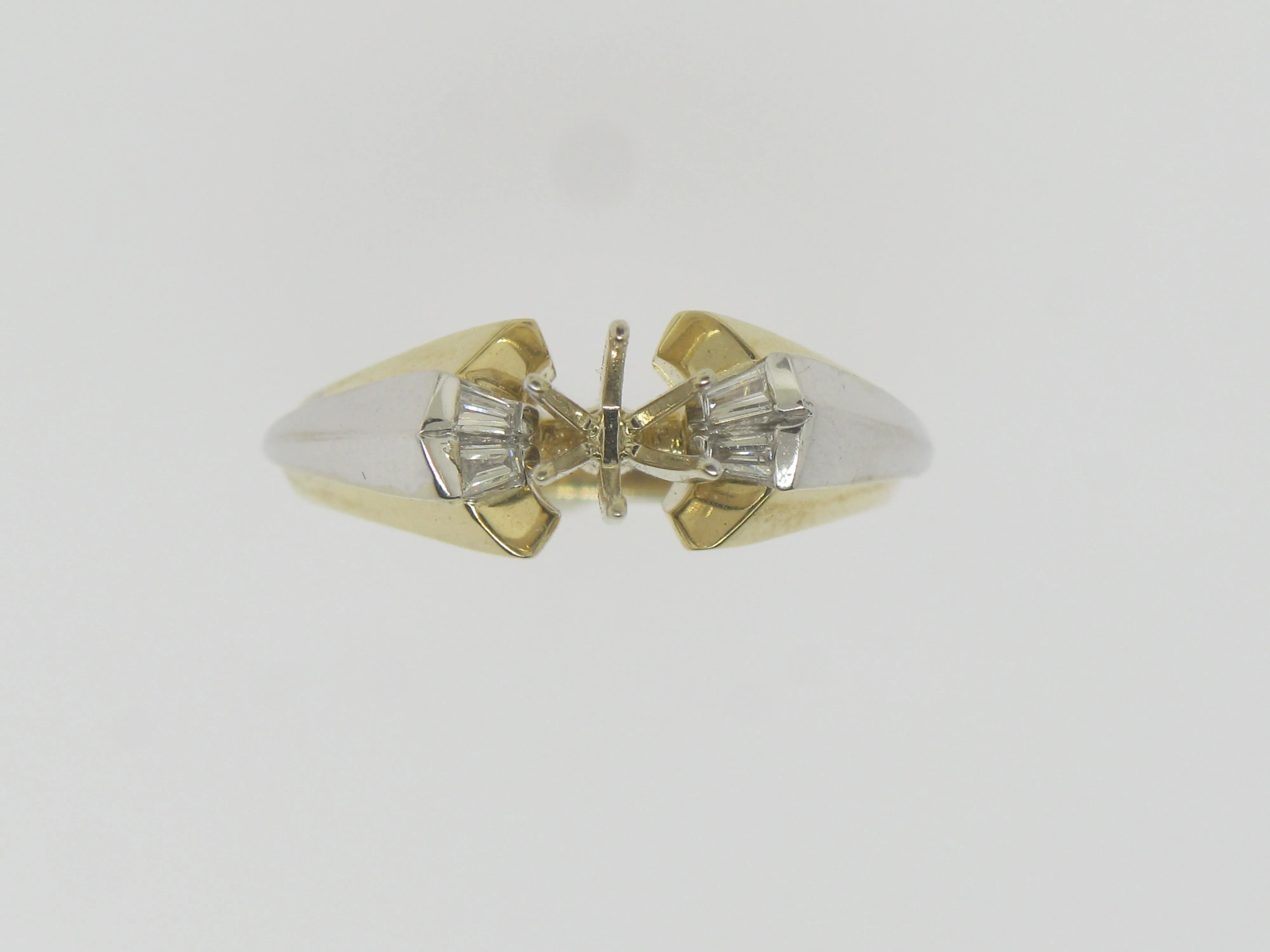 14K Yellow and White Gold Ladies Semi Mounting (4) .16 CTTW Size 6